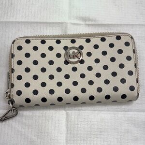 Michael Kors Black and Cream Polka Dot Wallet